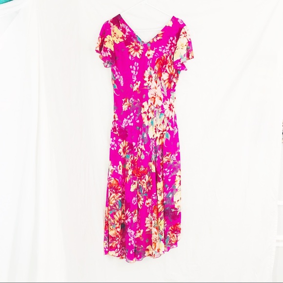 Madison Leigh Pink Floral Maxi Flow Dress Size 14 - Picture 7 of 9
